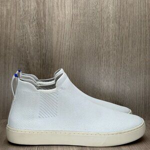 Rothys Chelsea Boots Womens 9.5 Fabric Flat Mid Top Pull On Booties Bright White